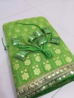 parrot green color bangalori silk fabric zari embroidered party wear lehenga choli