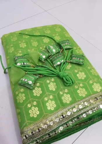 parrot green color bangalori silk fabric zari embroidered party wear lehenga choli