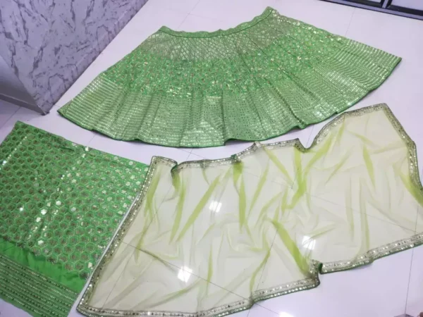 parrot green color bangalori silk fabric zari embroidered party wear lehenga choli