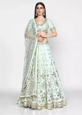 Pastel Green Color Heavy Banglori Silk Party Wear Lehenga Choli
