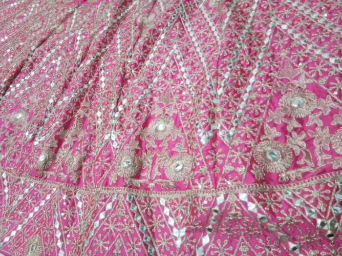 pink color devsena silk party wear and bridal lehenga choli close 307 min