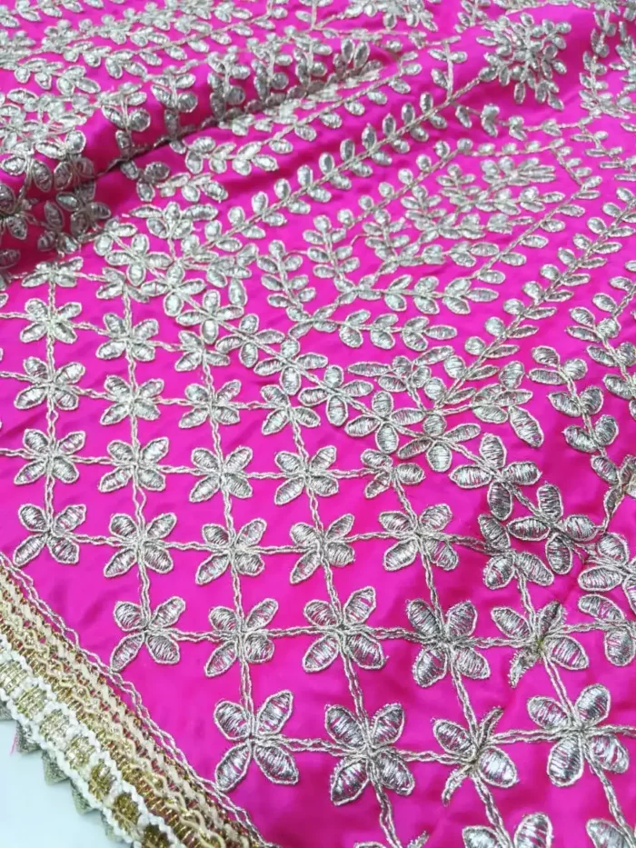 rani color malai satin silk embroidered party wear and bridal lehenga choli