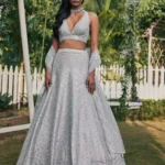 steel grey color heavy banglori silk fabric party wear lehenga choli