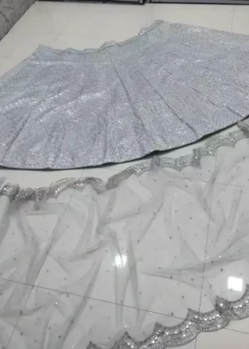 steel grey color heavy banglori silk fabric party wear lehenga choli