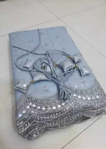steel grey color heavy banglori silk fabric party wear lehenga choli