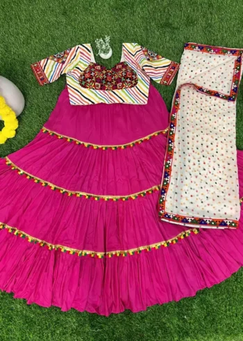 three star rani color navratri chaniya choli with mens kurta