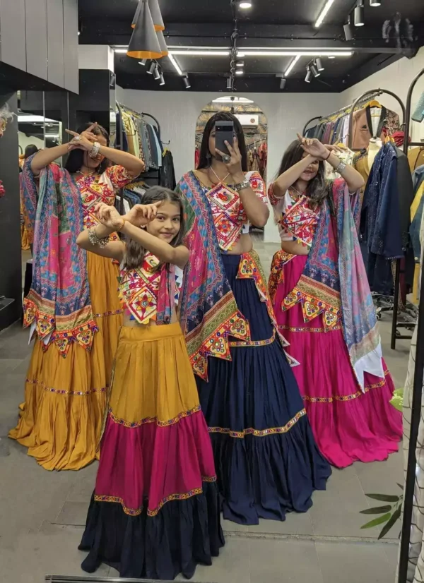 three tal chaniya choli family combo for navratri garba