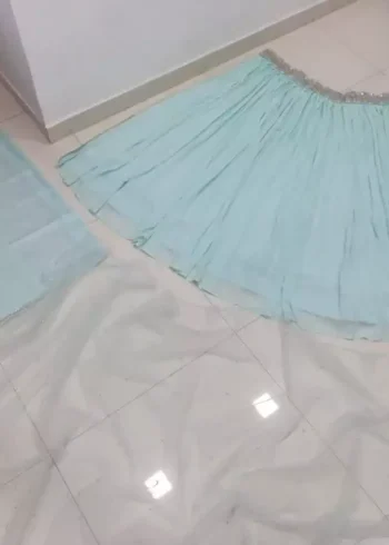 turquoise color faux georgette embroidered party wear lehenga choli