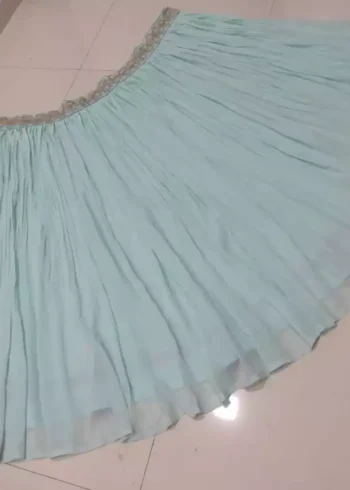 turquoise color faux georgette embroidered party wear lehenga choli