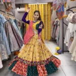 yellow color patola printed navratri chaniya choli with mens kurta