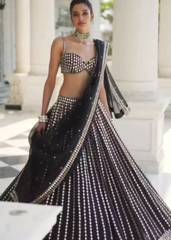 Black Color Organza Silk Party Wear Lehenga Choli