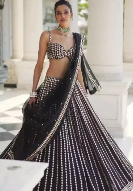 Black Color Organza Silk Party Wear Lehenga Choli