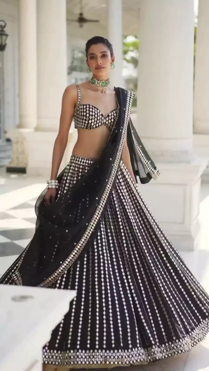 Black Color Organza Silk Party Wear Lehenga Choli