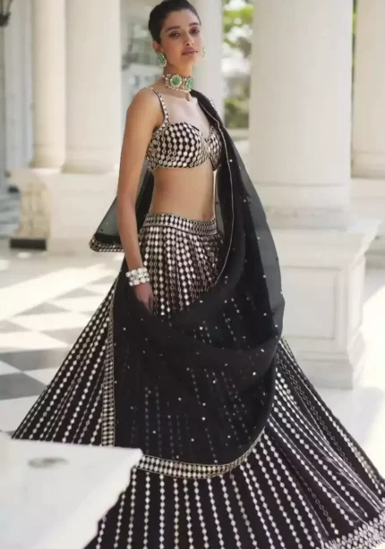 Black Color Organza Silk Party Wear Lehenga Choli