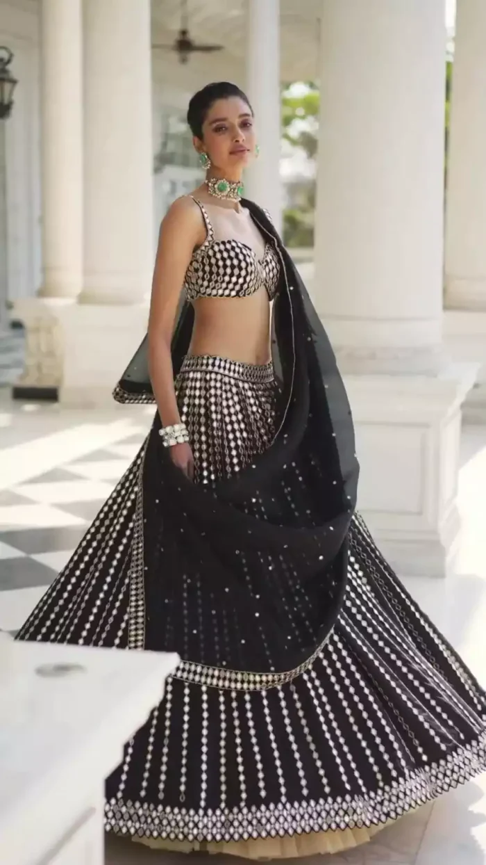 Black Color Organza Silk Party Wear Lehenga Choli