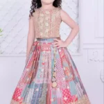 Faux Georgette Digital Printed and Sequins Embroidered Lehenga for Kids