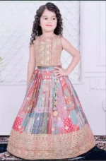 Faux Georgette Digital Printed and Sequins Embroidered Lehenga for Kids