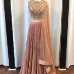peach color faux georgette party wear lehenga choli