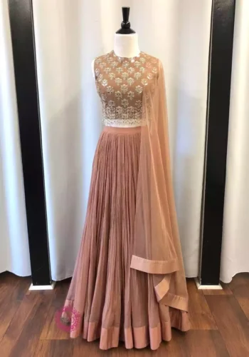 peach color faux georgette party wear lehenga choli