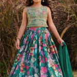 Multi color Faux Georgette Printed Kids Lehenga Choli