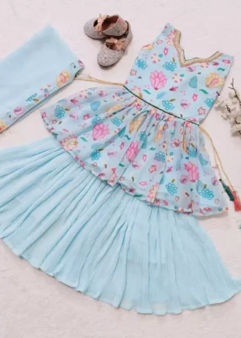 Pista color Floral Digital Printed Top and Palazzo for Kids