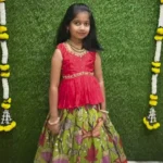 Zari Weaving Work Printed Lehenga for Kids