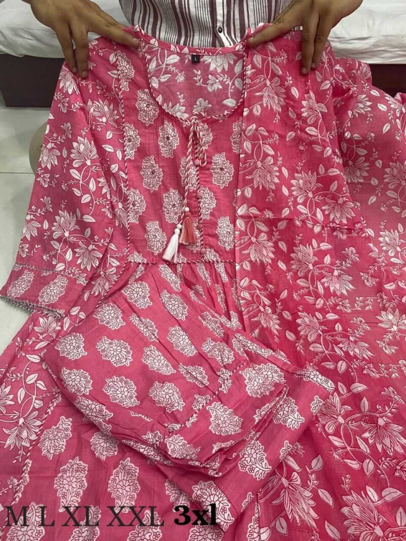 Pink Floral Afghani Suit - Image 5
