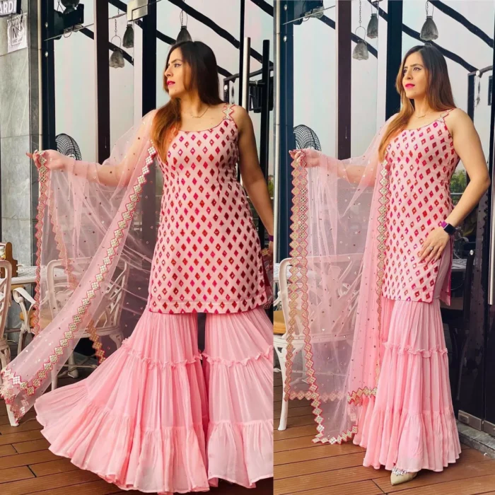 baby pink georgette sharara dress 2 jpeg