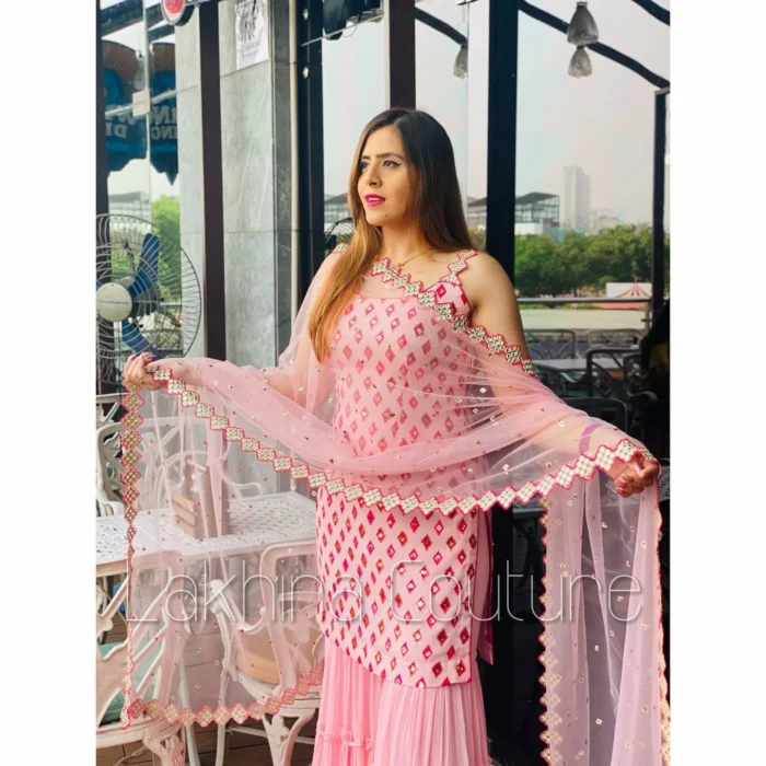 baby pink georgette sharara dress 3 jpeg