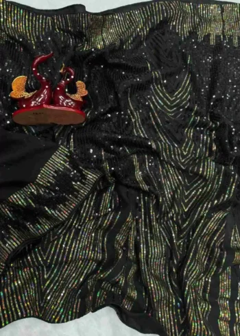 black color heavy soft georgette party wear saree