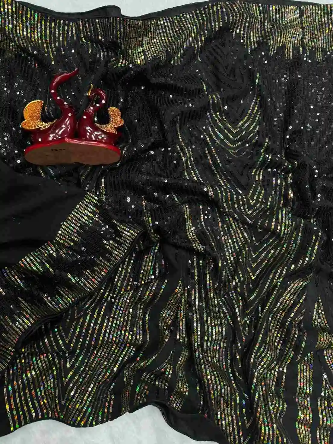 black color heavy soft georgette party wear saree