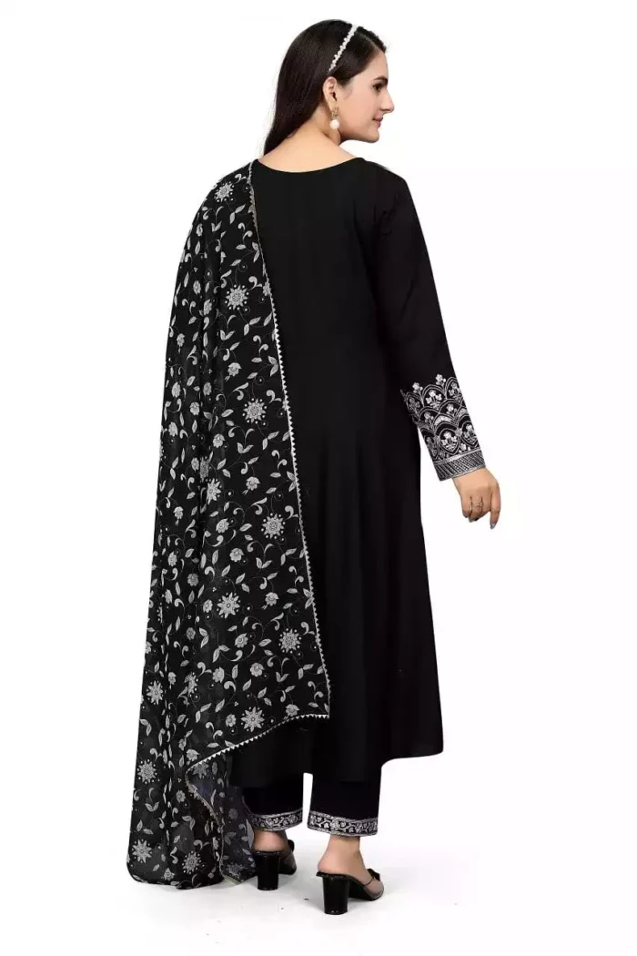 black color long straight kurta back min