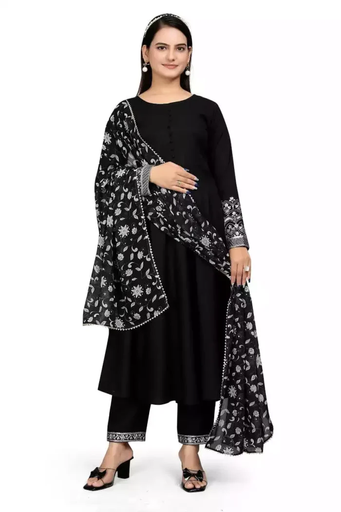 black color long straight kurta min