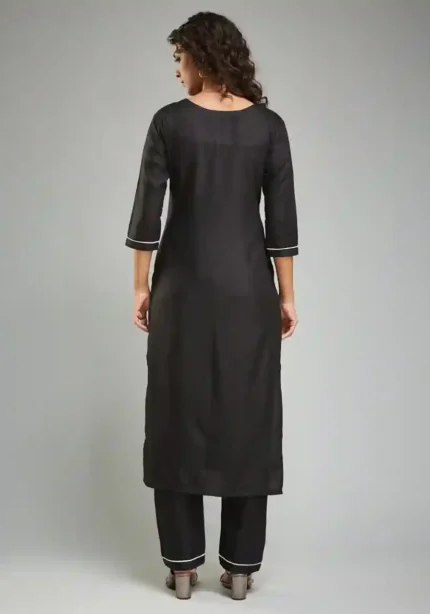 Black Color Viscose Rayon Printed Kurti & Pant set