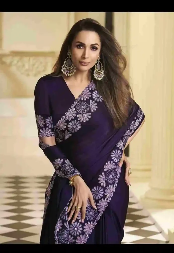 Malaika Arora Heavy Blooming Rangoli Designer Saree