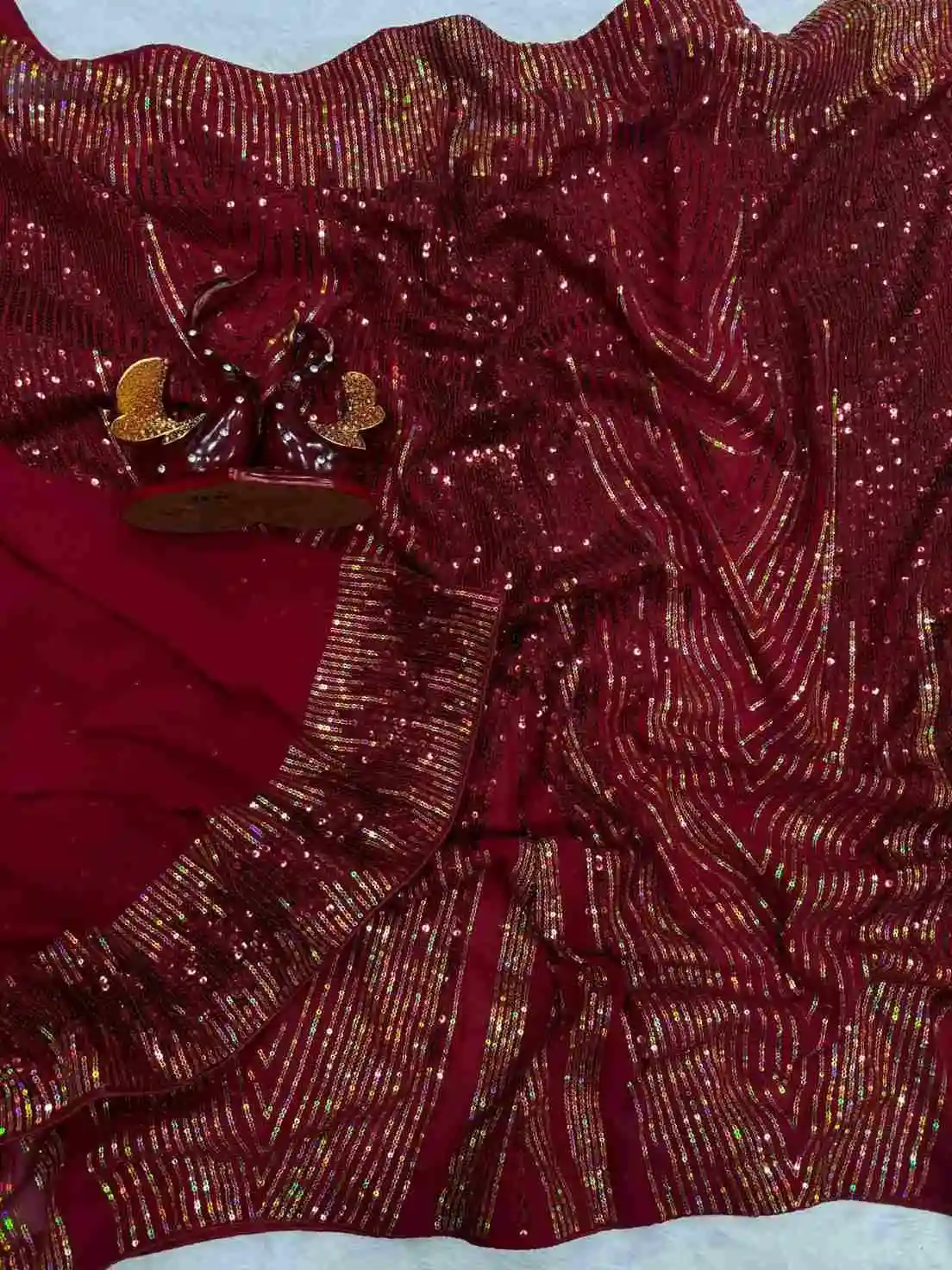 maroon color heavy soft georgette party wear saree