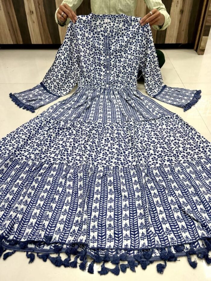 natural dyed indigo blue dress open