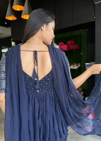 Navy Blue Georgette Sharara Dress