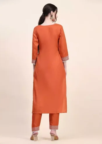 Orange Color Jaipuri Cotton Printed Suit Set - Image 5
