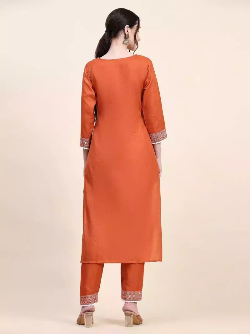 Orange Color Jaipuri Cotton Printed Suit Set - Image 5