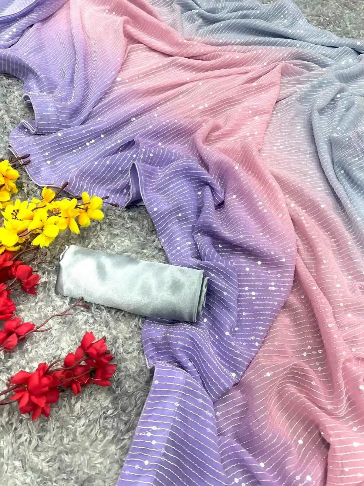 Beautiful Padding Multi Color Heavy Georgette Saree