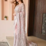 baby pink color party wear heavy georgette fabric designer saree