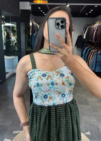 Green color Georgette Pleated Top & Sharara Set