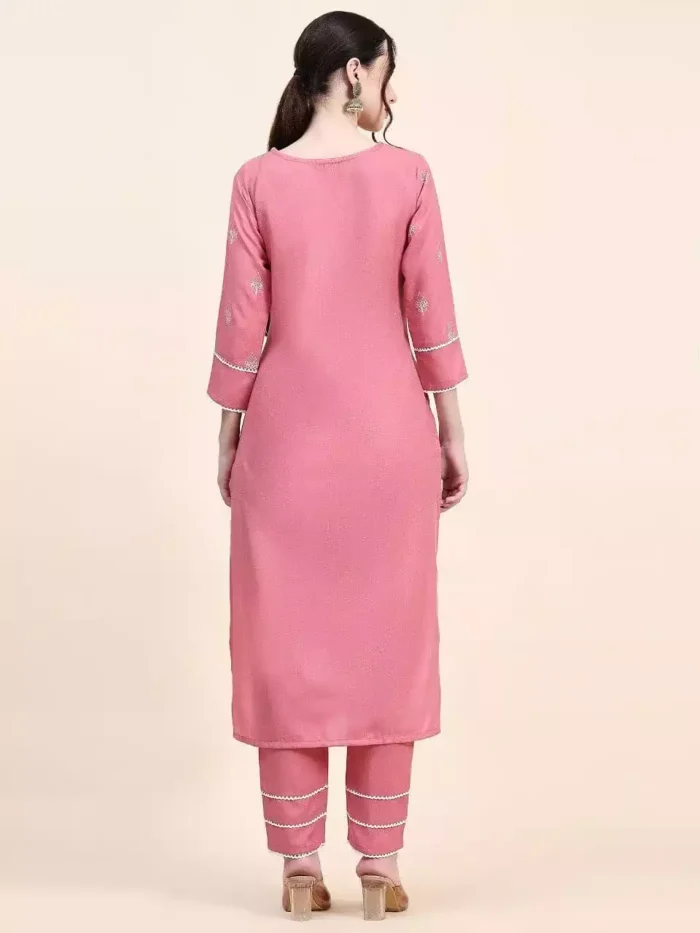 pink color jaipuri cotton kurta suit set back min