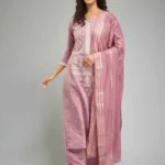 Pink Color Viscose Chanderi Premium Printed Suit