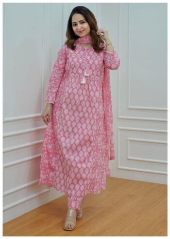 Pink Floral Afghani Suit - Image 2