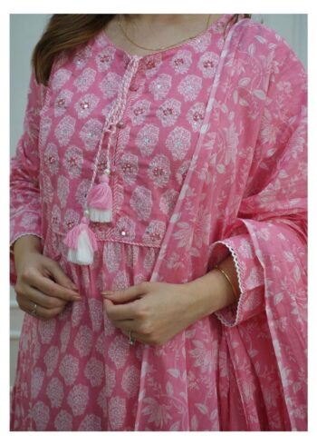 Pink Floral Afghani Suit - Image 4