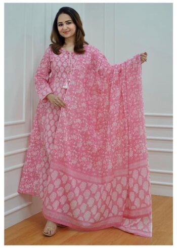 Pink Floral Afghani Suit - Image 3