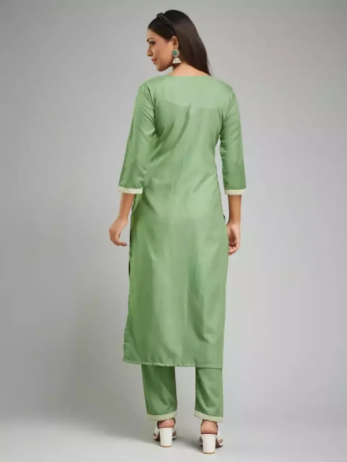 pista color viscose chanderi kurta suit set min 1