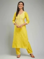 Premium Printed Yellow Color Kurta Suit Set